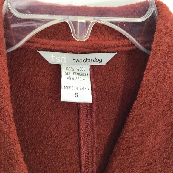 Two Star Dog 100% Wool Jacket Blazer Sweater Button-Up Career Rust Size Small - Picture 6 of 7